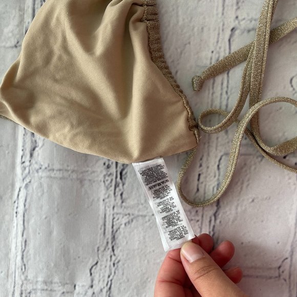 ASOS Design Mix and Match Glitter Bikini Top size 6 wrap around gold sparkle - Picture 5 of 6